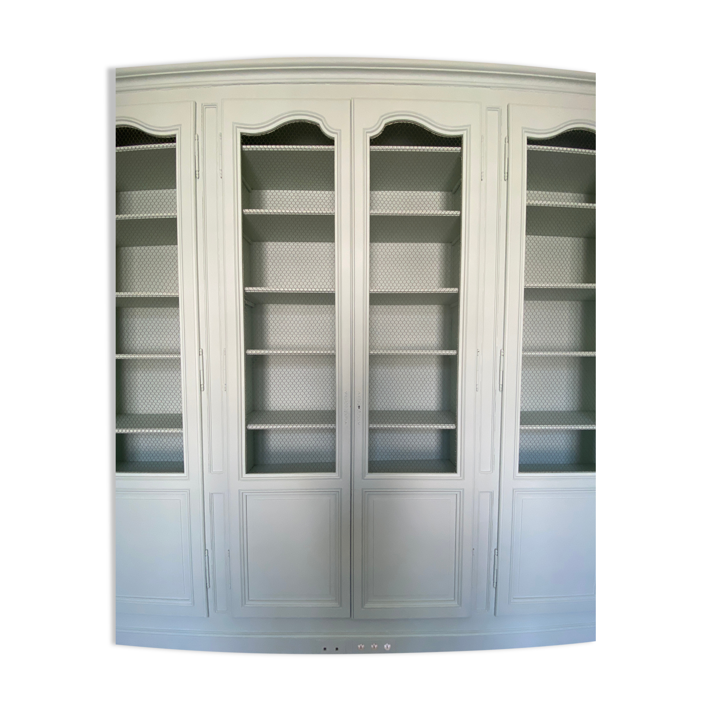 Pairs of antique oak wood mesh doors for cabinet