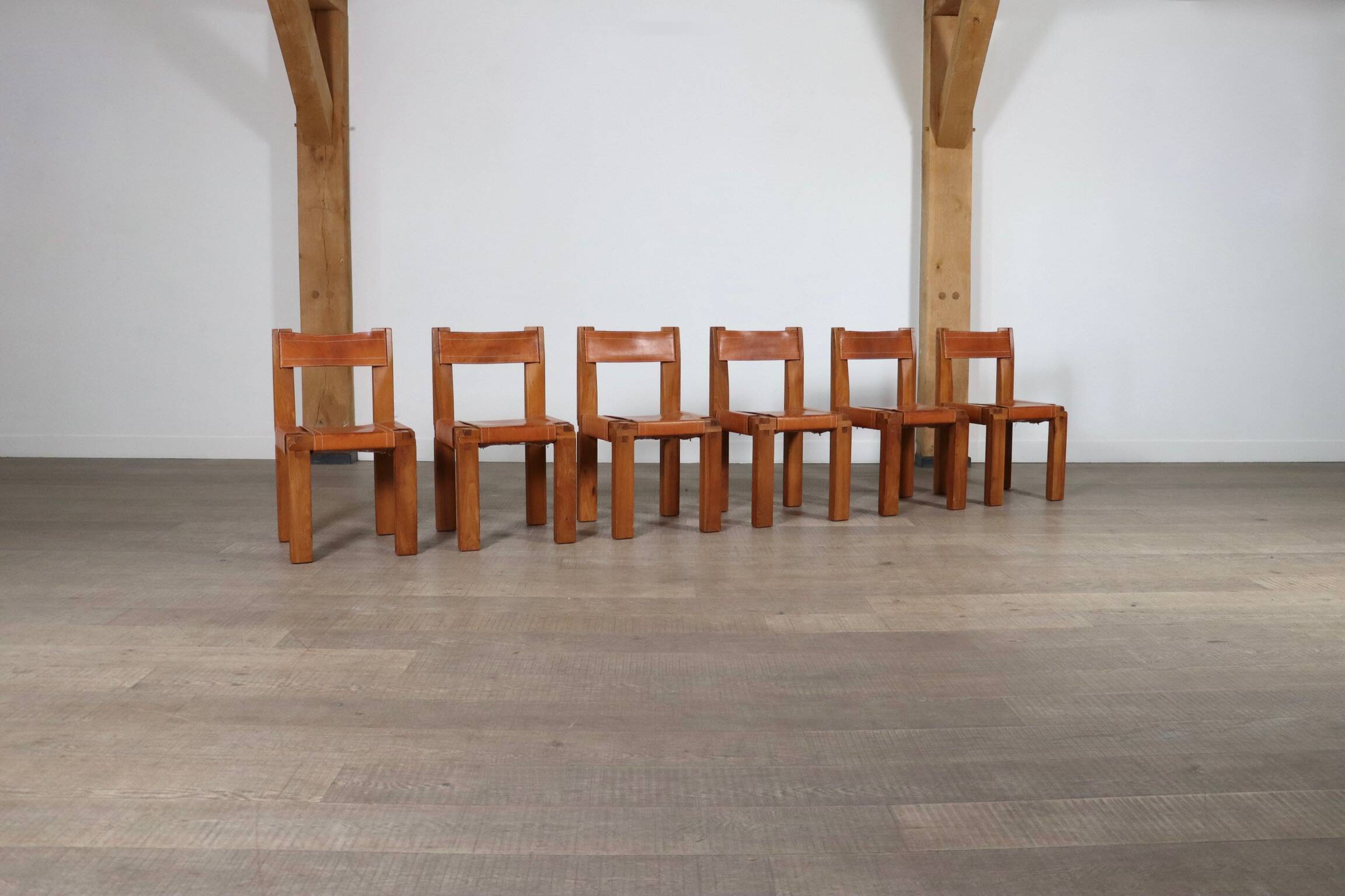 Set of 6 Pierre Chapo S11 Dining Chairs, France, 1960s