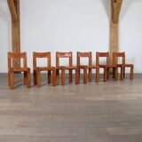 Set of 6 Pierre Chapo S11 Dining Chairs, France, 1960s
