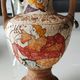 Reproduction Greek Amphora vase in terracotta, cracked effect - Greek Gods/Deities. Signed