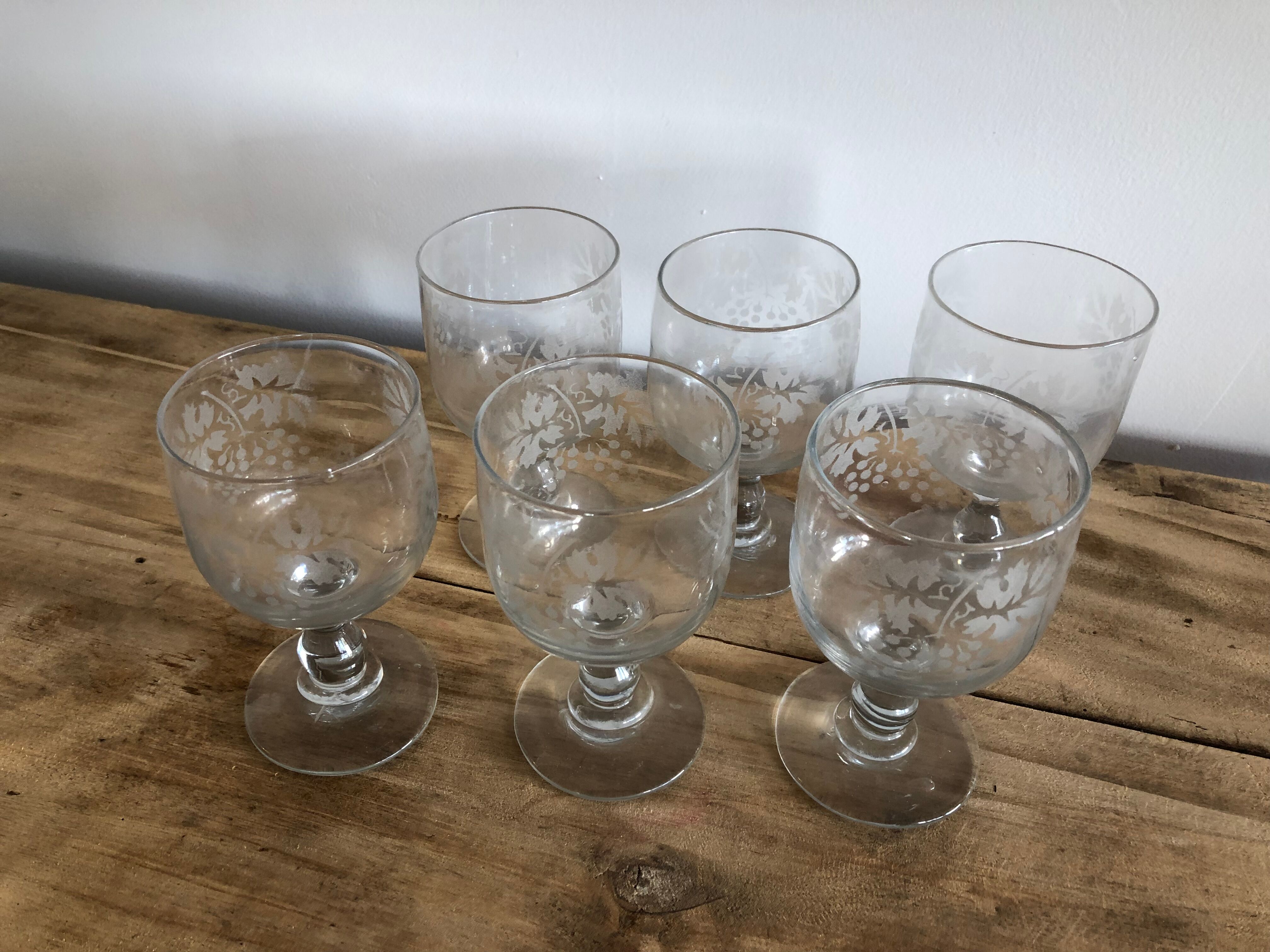 Suite of 6 old glasses 19th century