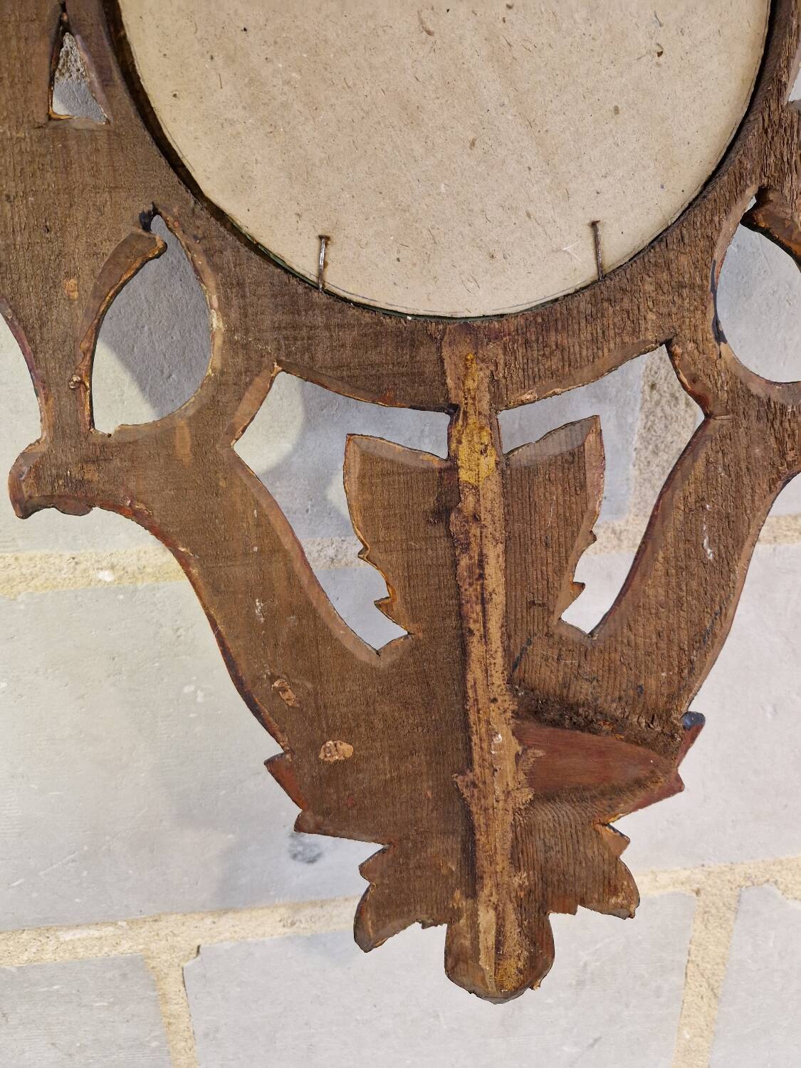 Antique Italian Polychrome Carved Wooden Mirror