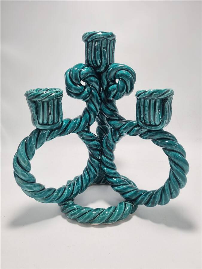 Wicker ceramic candle holder