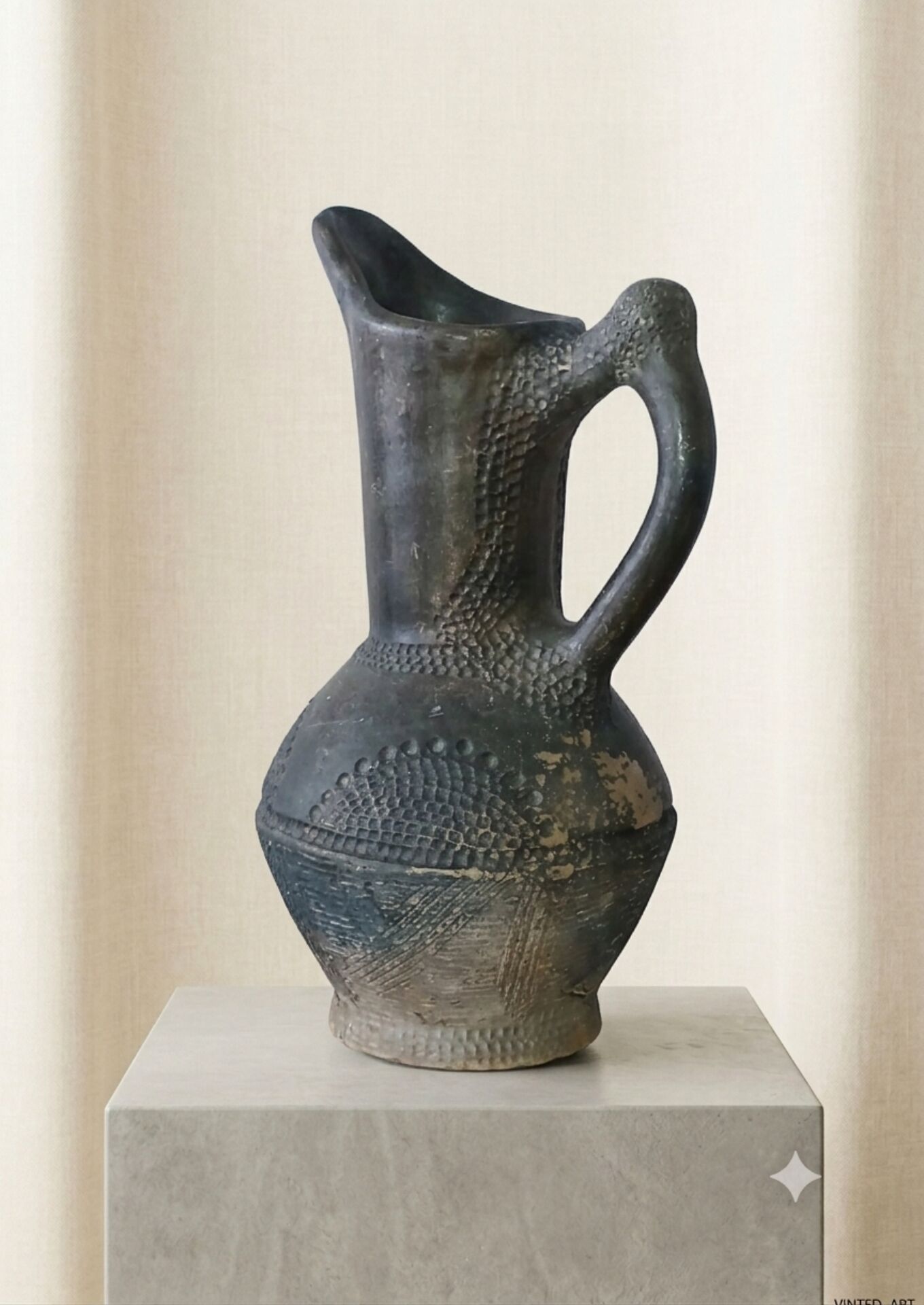 Vase / Old smoked terracotta jug — Handmade ceramics