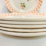 6 large plates in ecru ceramic pattern orchies- moulins des loups -retro-vintage-kitchen