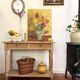 Bouquet of tulips on a golden background — Oil on panel