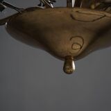 Brass and glass chandelier, Lisa Johansson-Pape for Stockmann, Finland, 1940s.