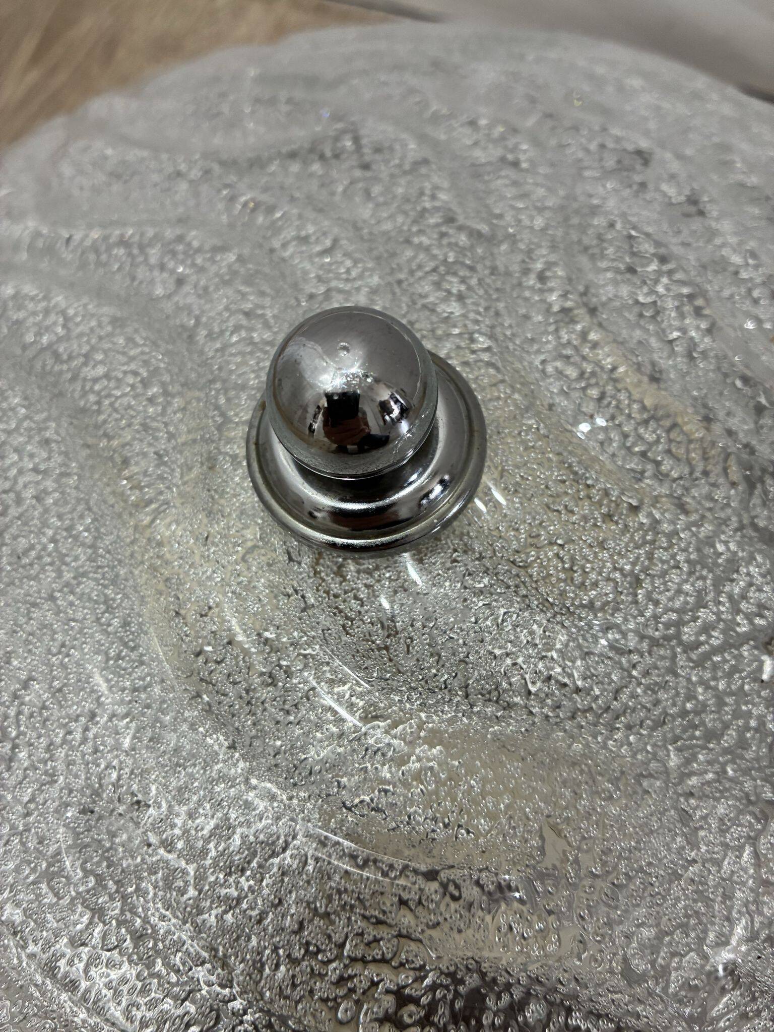 Fischer Leuchten ice glass ceiling light, chrome, 1970s