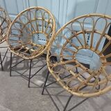 Rattan and metal children's chairs