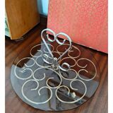 Orfèvrerie De Chambly France vintage Smoke Glass Inox Cheese Platter