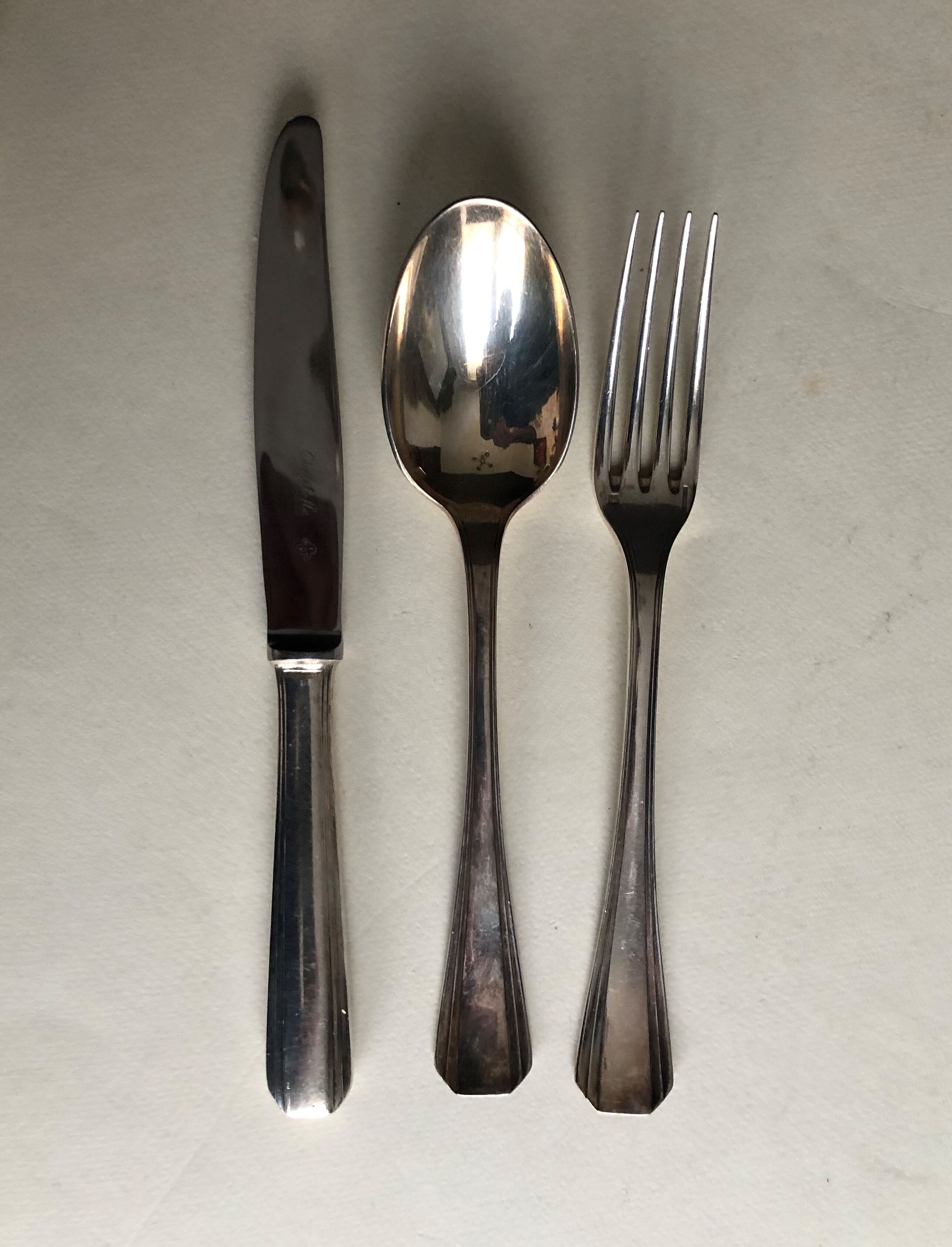 Ménagère Christofle in silver metal model Boréal (132 pieces)