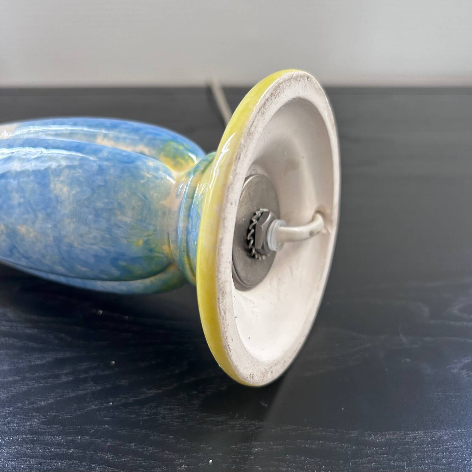 Yellow and blue ceramic lamp