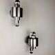 Pair of space age 2-light wall sconces, chromed metal, Italy, 1970s
