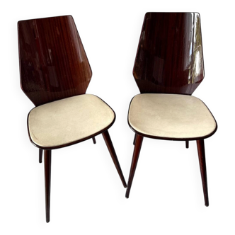 Pair of lacquered wood Baumann chairs