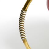 Beautiful large Mid Century Modern brass table lamp with red metal shade