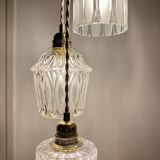 Vintage triple globe pendant light in molded glass