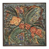 Ceramic floral relief wall sculpture by Neubauer, 1970s