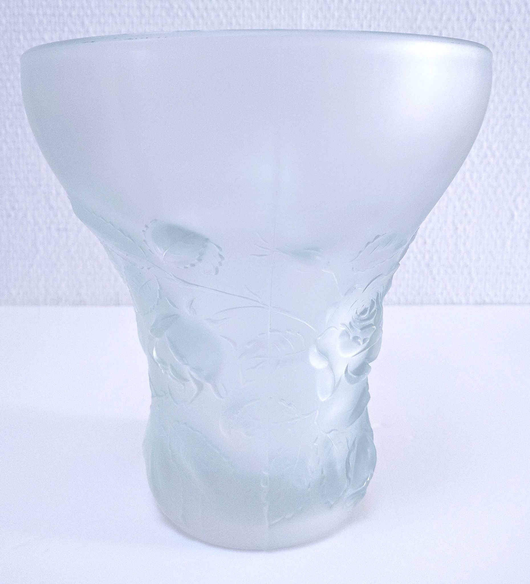 Josef Inwald glass vase with rose decoration H. 20 cm