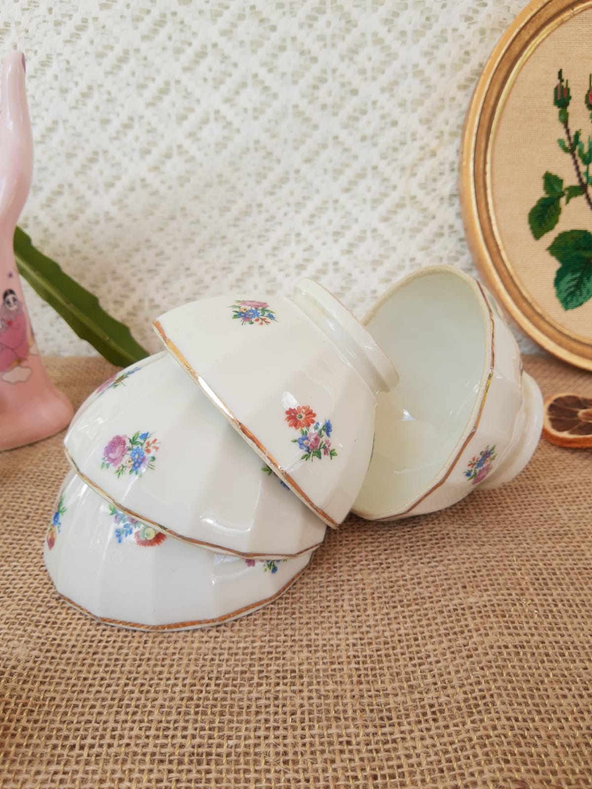 Set of 4 porcelain bowls of old limoges