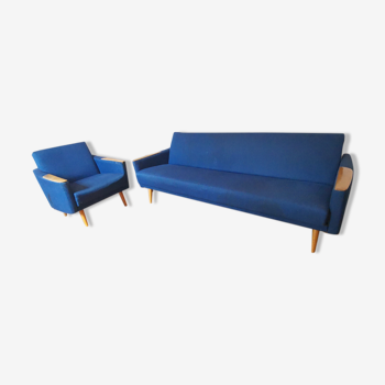 Duo 1 sofa daybed 1 club chair year 50 60 blue