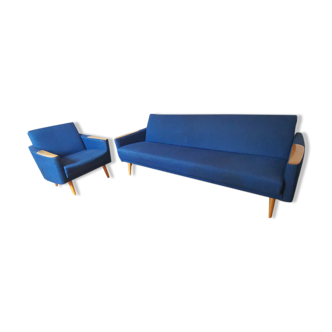 Duo 1 sofa daybed 1 club chair year 50 60 blue