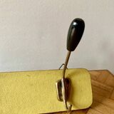 Vintage yellow wall coat rack - four hooks - 1950s