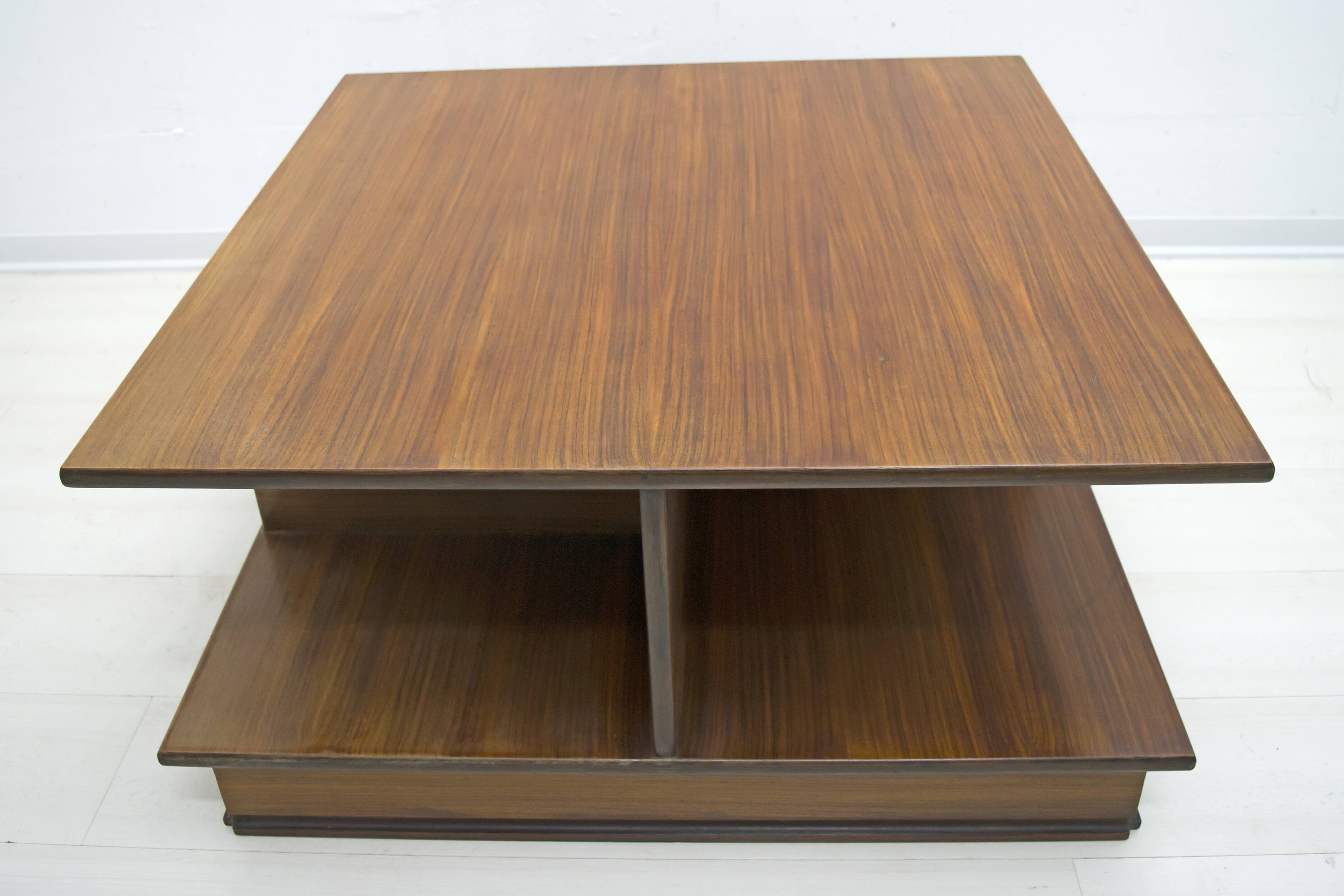 F.Lli Saporiti Mid-Century Modern Italian Walnut Coffee Table, 1960s