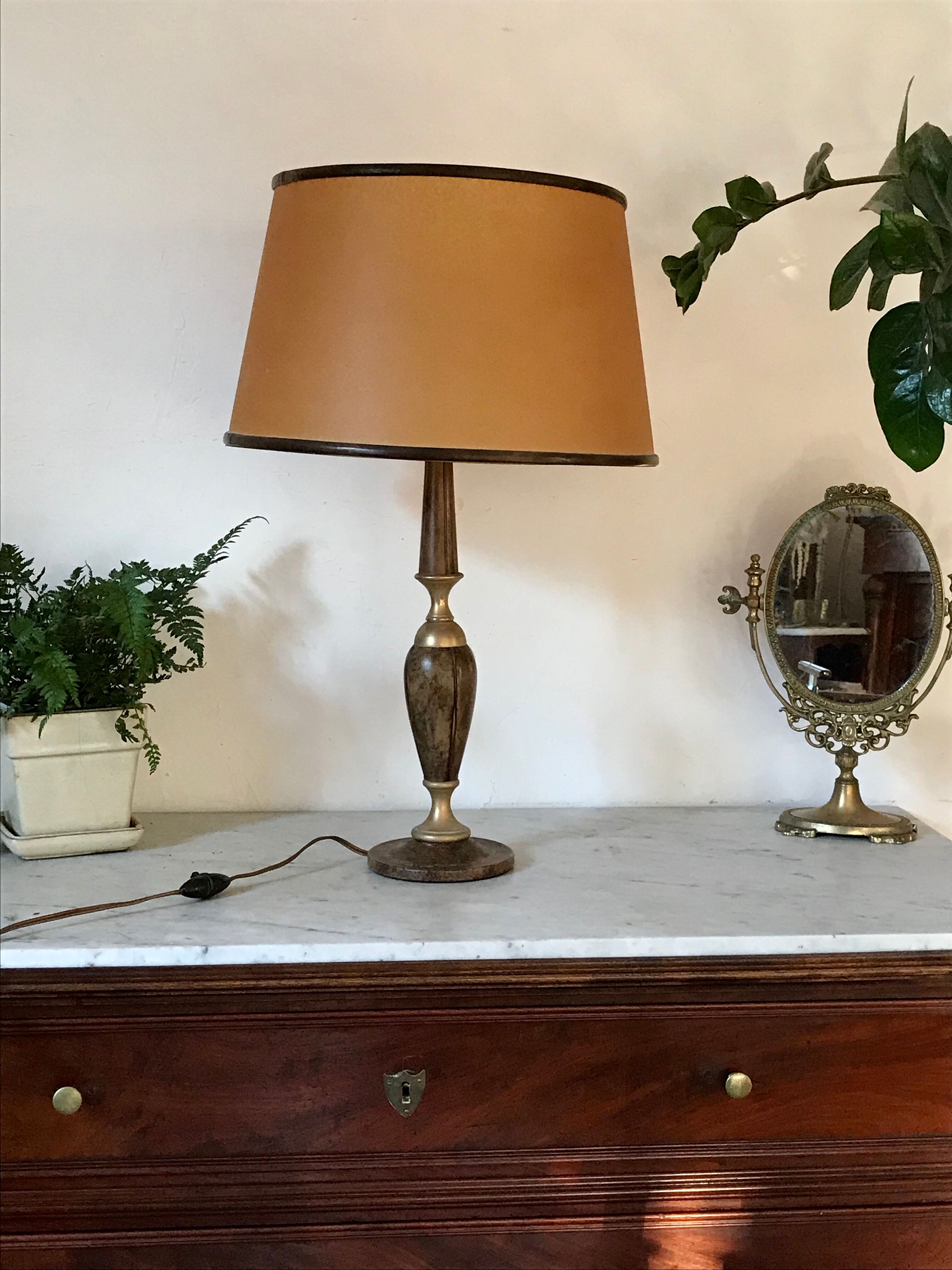 Vintage leather and brass lamp the Tanner