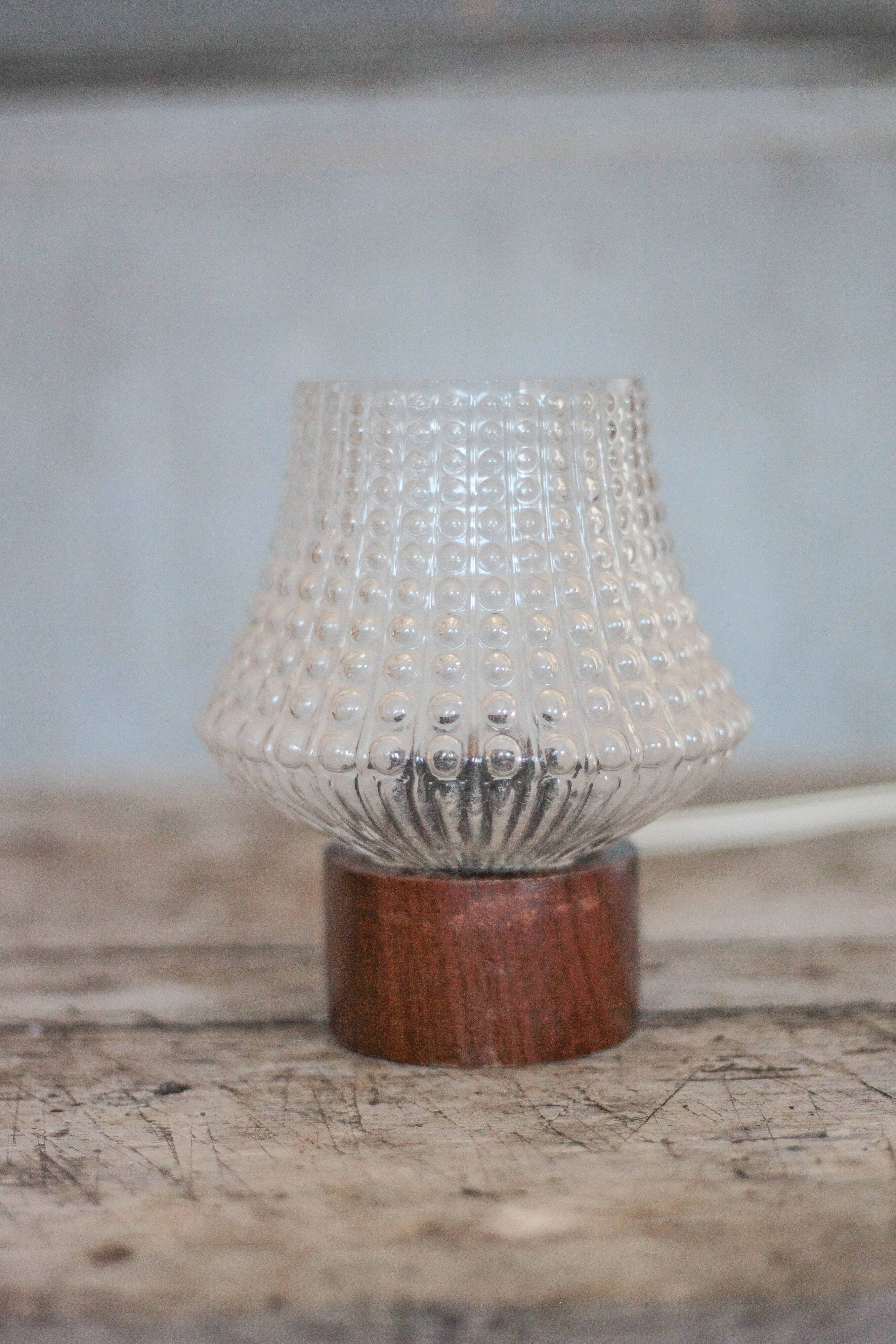 Vintage table lamp, Philips lamp, wood and glass lamp