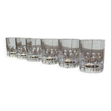 Série de 6 verres gobelets à whisky en cristal de Baccarat modèle Rotary