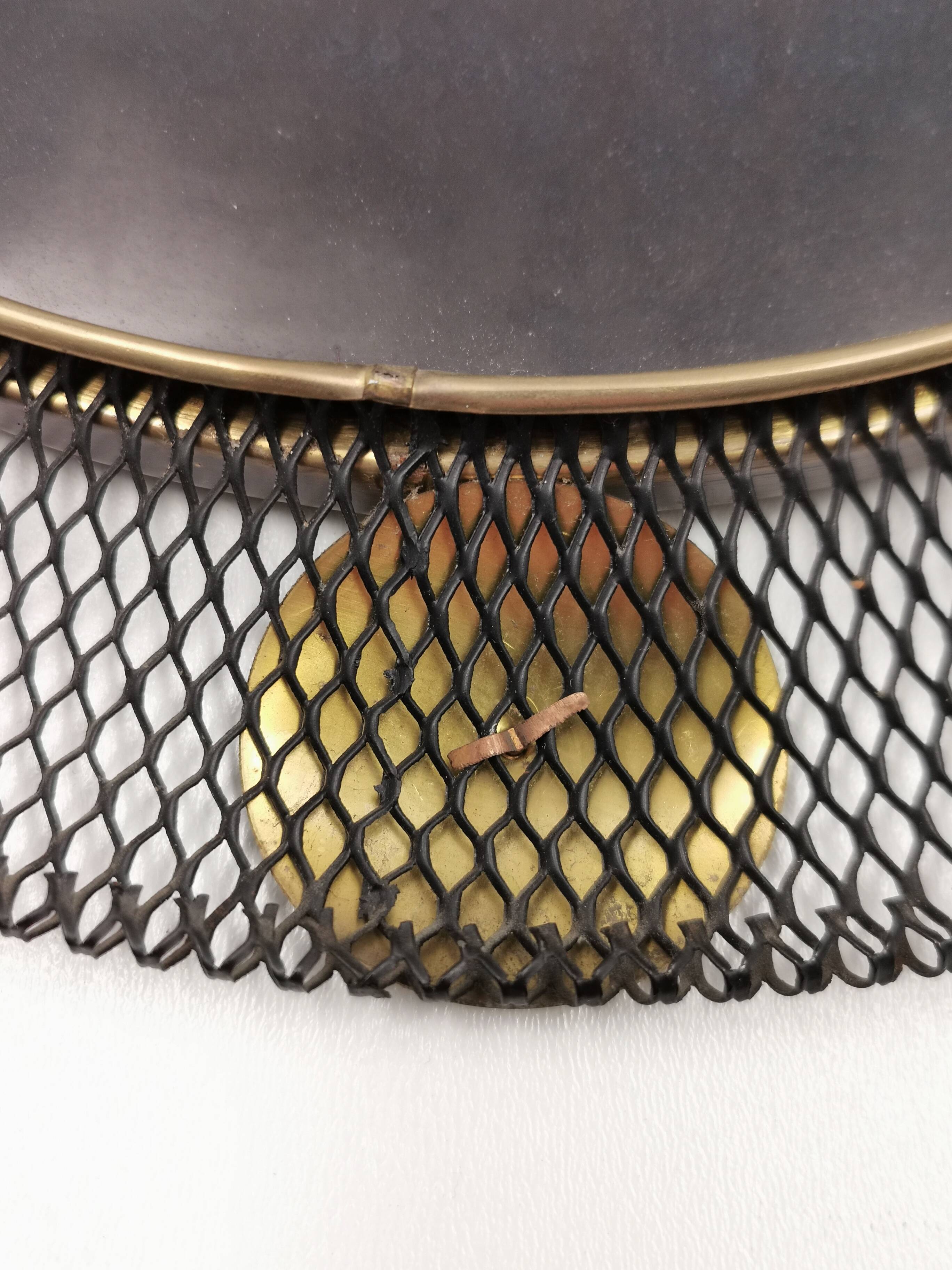 Vintage metal and brass openwork mirror Vereinigte Werkstätten Munich 1950