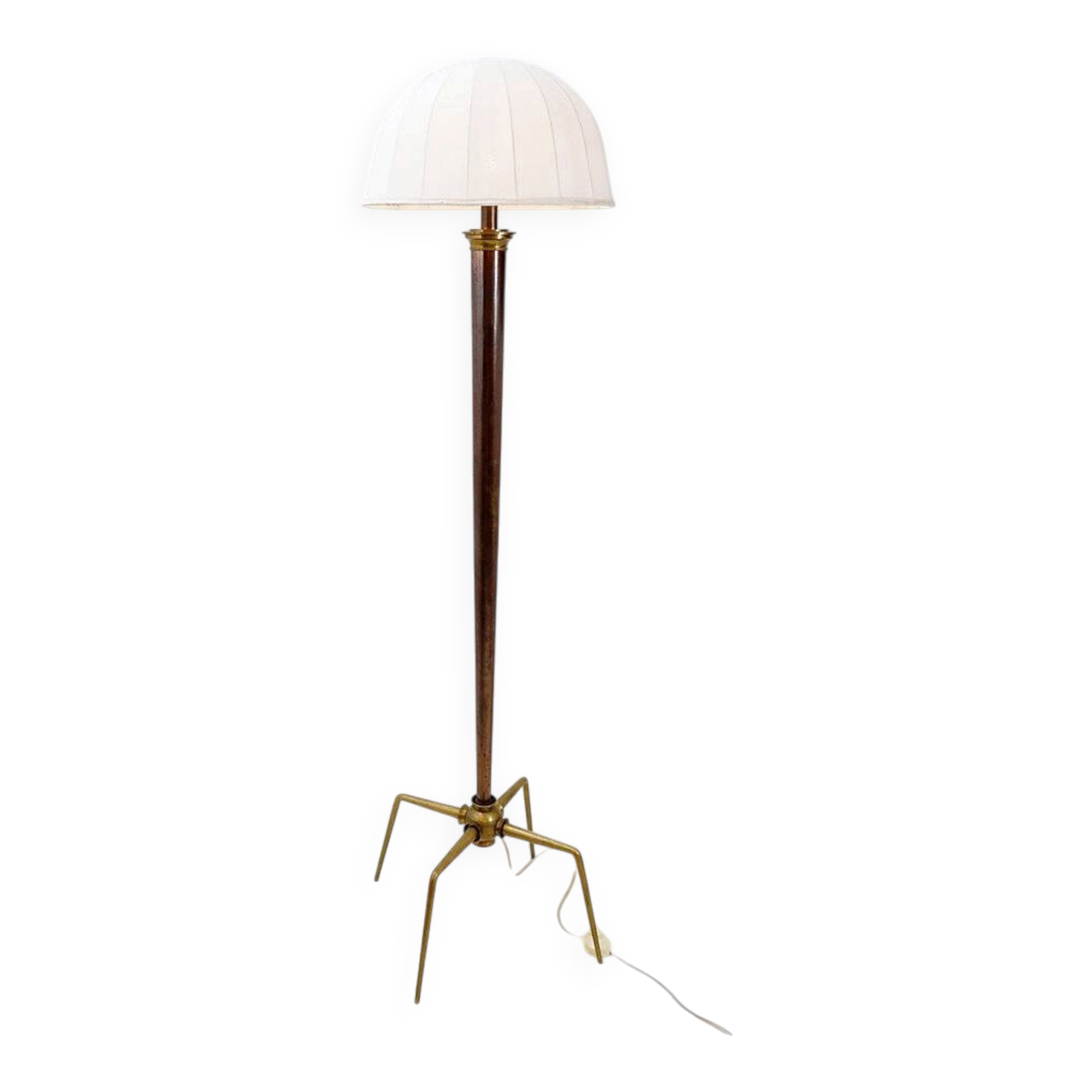 Metal and brass tripod floor lamp in Hollywood Regency style – 1950s