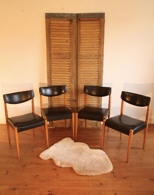 Set of 4 vintage Scandinavian "self" chairs