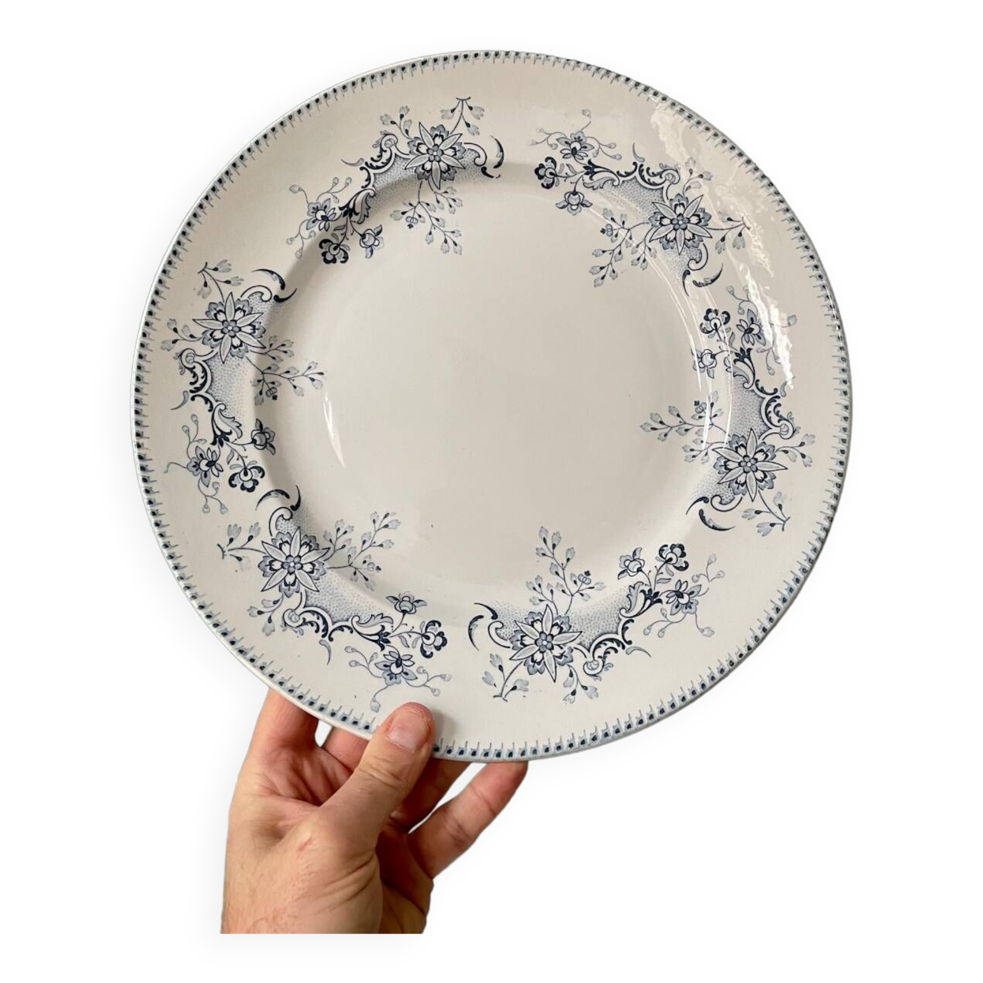 Large round dish 1900 “Réaumur” earthenware from Lunéville