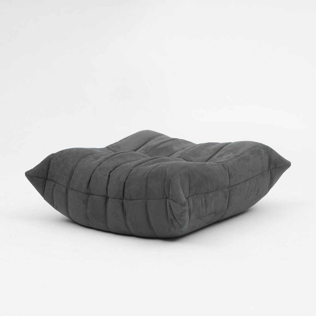 Togo lounge chair and pouf in black fabric by Michel Ducaroy for Ligne Roset, 1973, set of 2