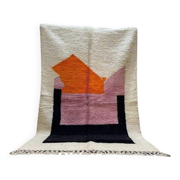 Tapis beni mrirt fait main motifs colorés taille 250 x 250 cm