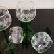 4 Vintage Alsace Wine Glasses with green feet floral decorations