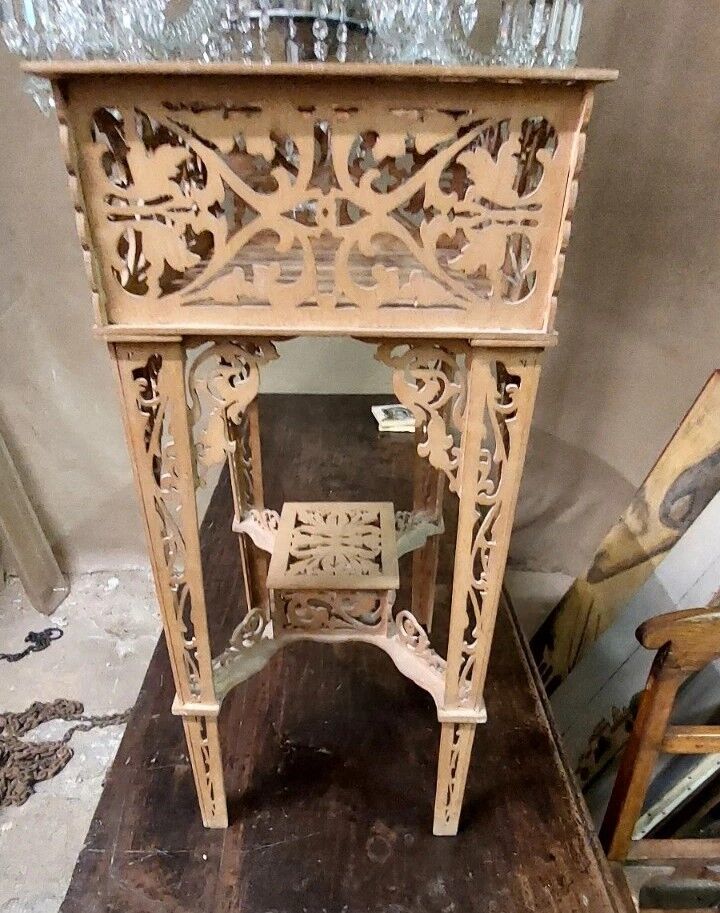 Rare antique wooden arch table, signed Amati, Turin, early 20th century Art Nouveau