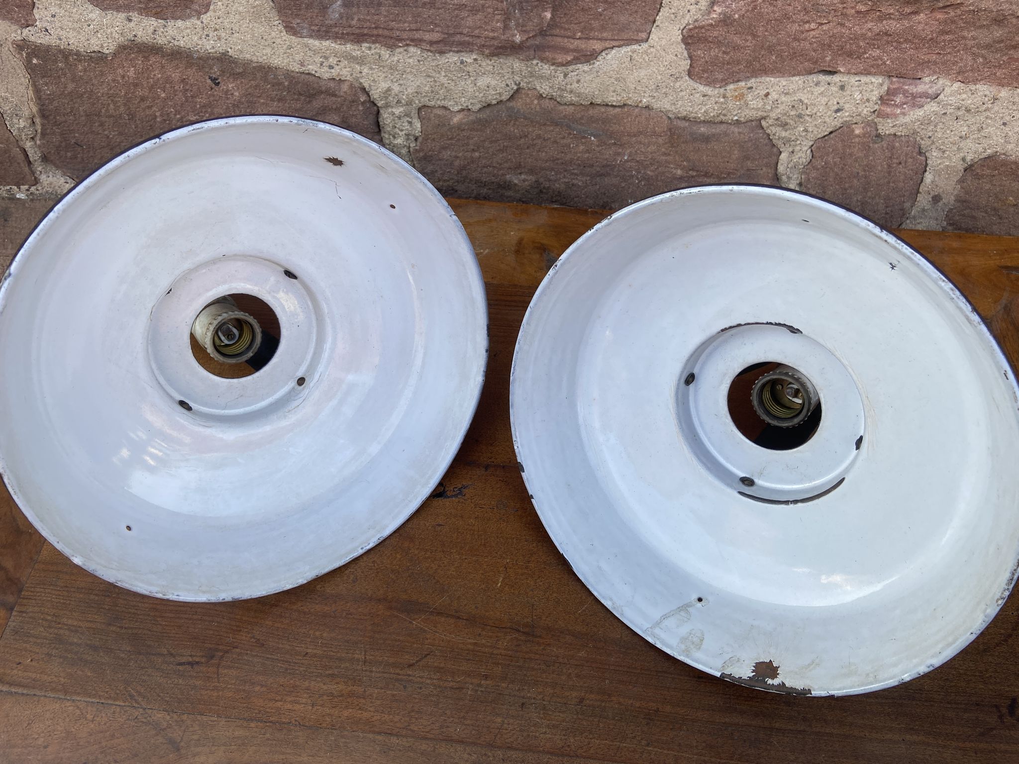Paire de lampes suspension industriel émaillé mazda reflecto lux
