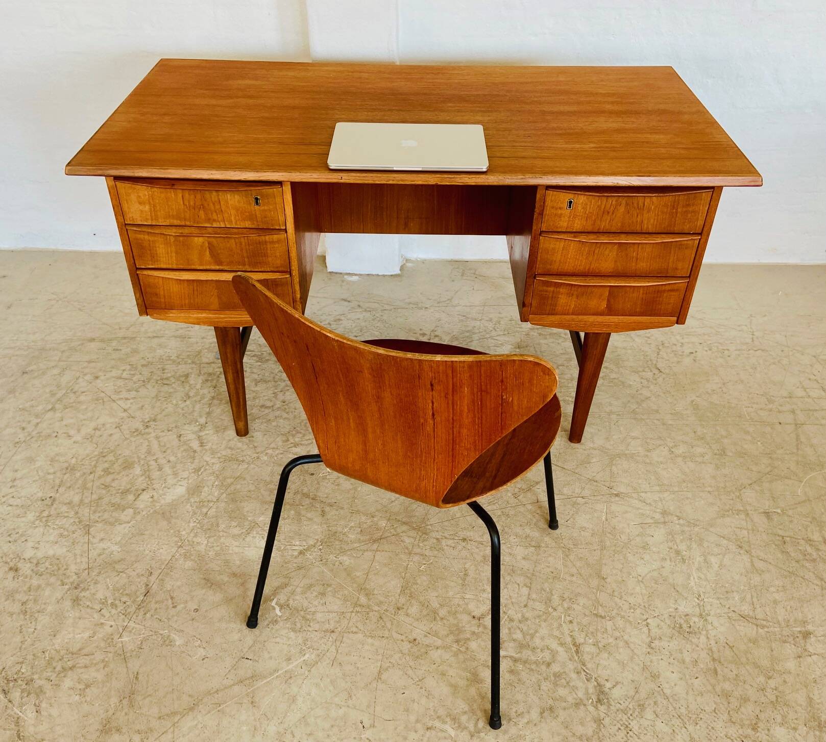 Vintage retro danish mid century teak desk 1960s