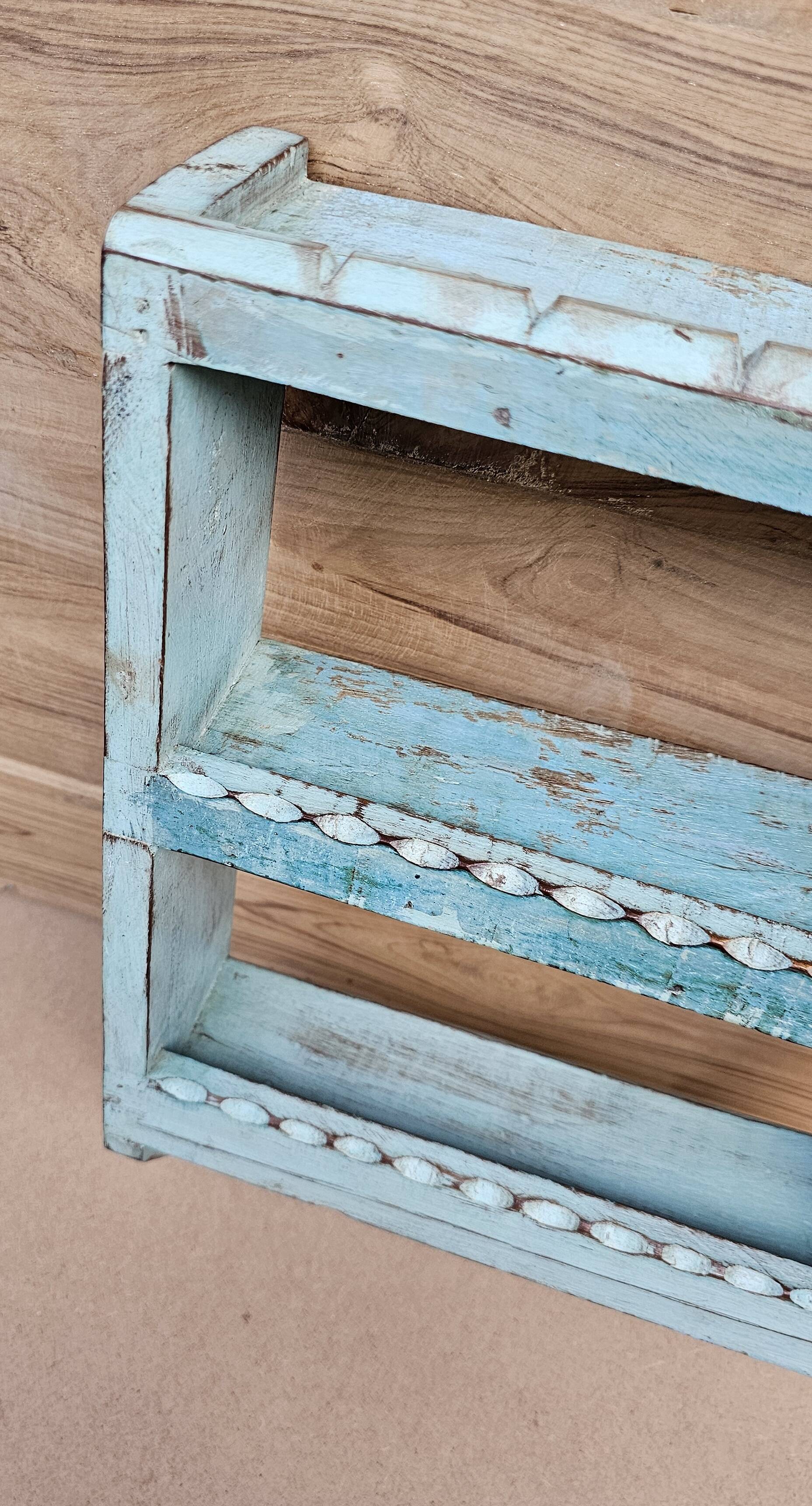 Burmese teak wall shelf