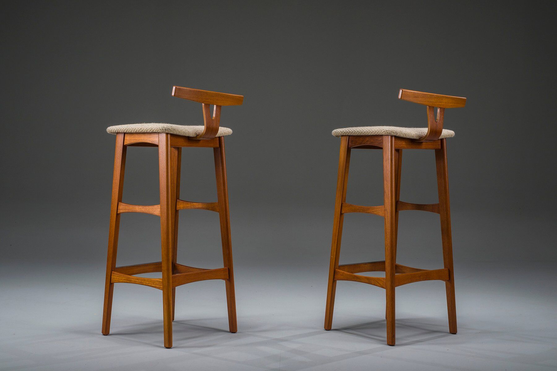 Danish modern teak bar stools by Dyrlund, Denmark, 1960s, set of 2