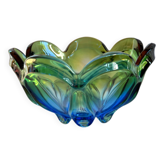 Coupe bicolore « Fleur » en verre de Murano bicolore vintage années 1960