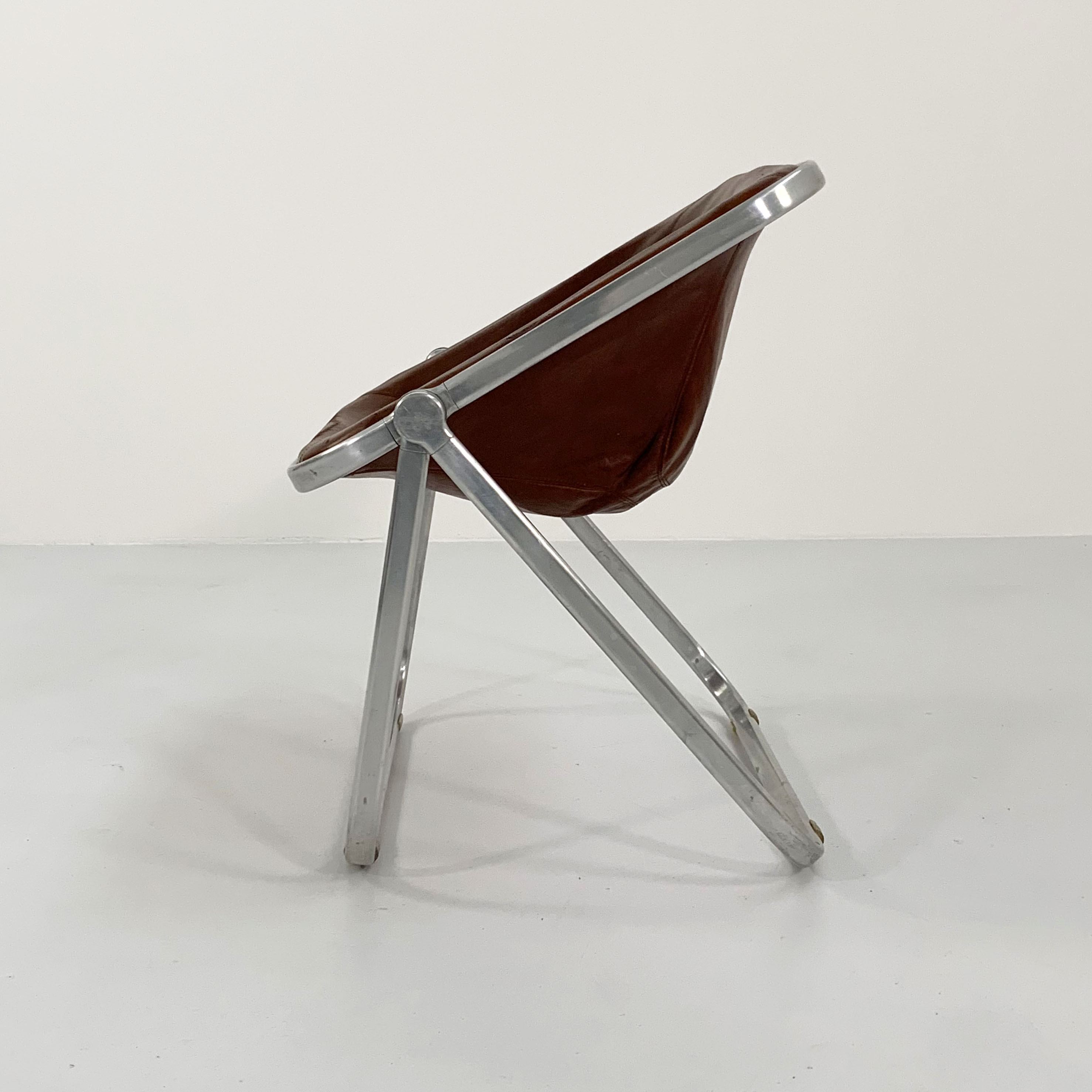 Plona camel leather chair by Giancarlo Piretti for Anonima Castelli, 1970