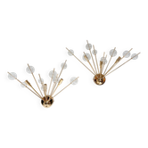 Set of 2 Italian wall lamps with glass spheres, 1970s