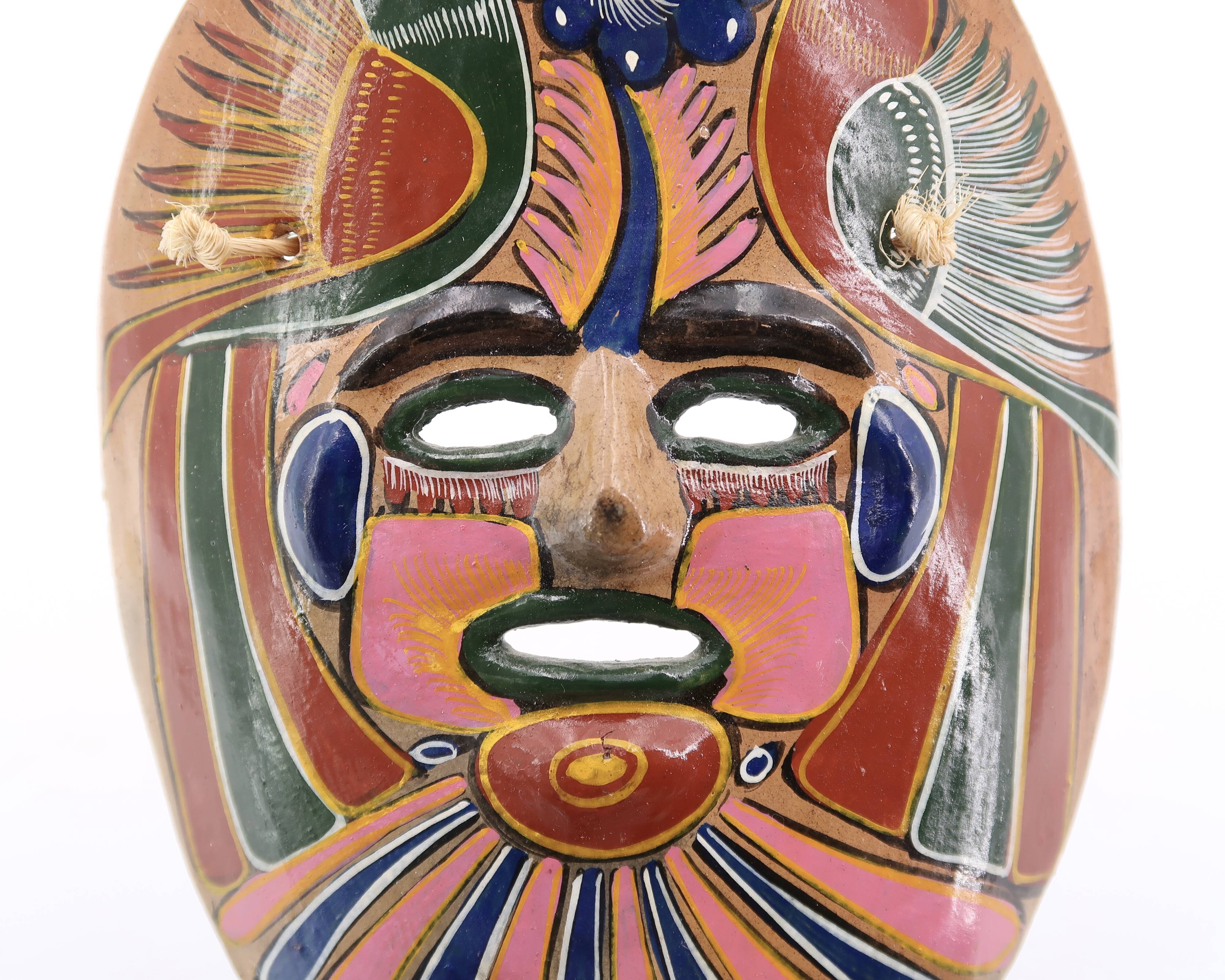 Colorful Mexican terracotta mask, 70s