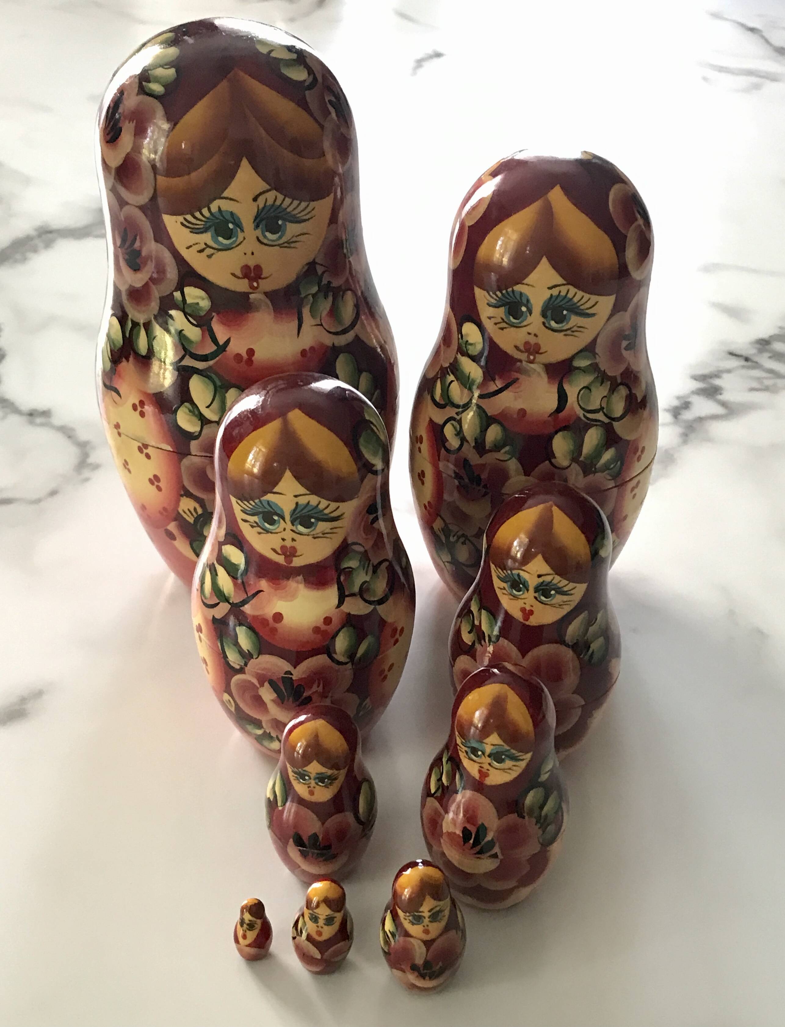 Russian Matryoshka Dolls Set of 9 Traditional