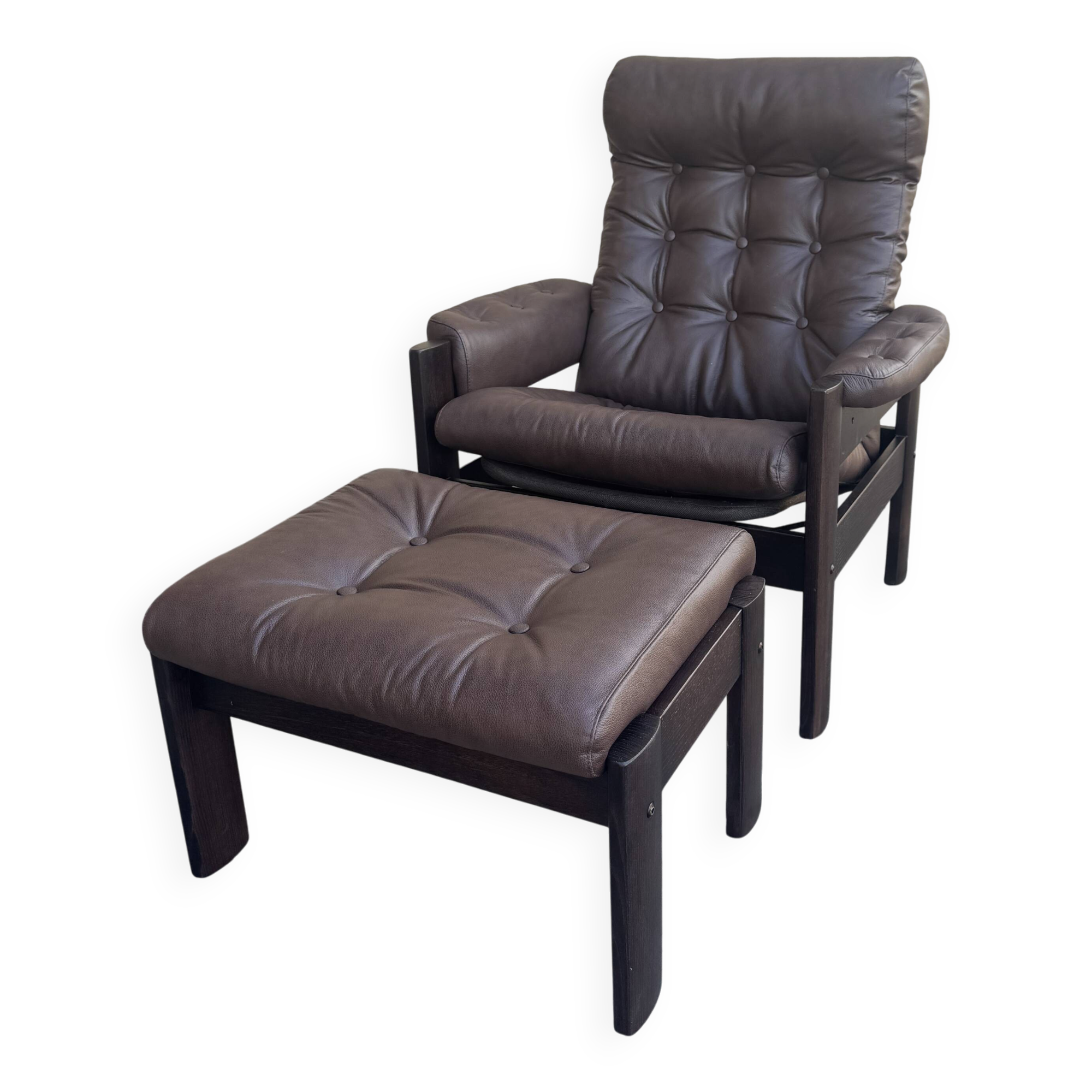 Fauteuil et repose-pieds Ekornes Amigo vintage – Rénové