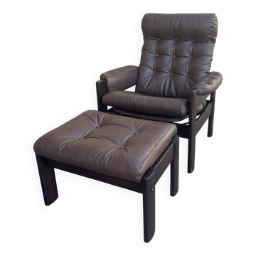 Fauteuil et repose-pieds Ekornes Amigo vintage – Rénové