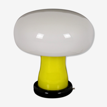Glass mushroom table lamp from VEB Görlitz, 1970